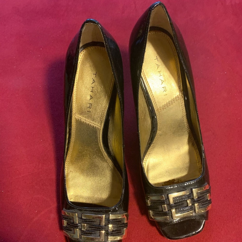 Tahari open toe heels